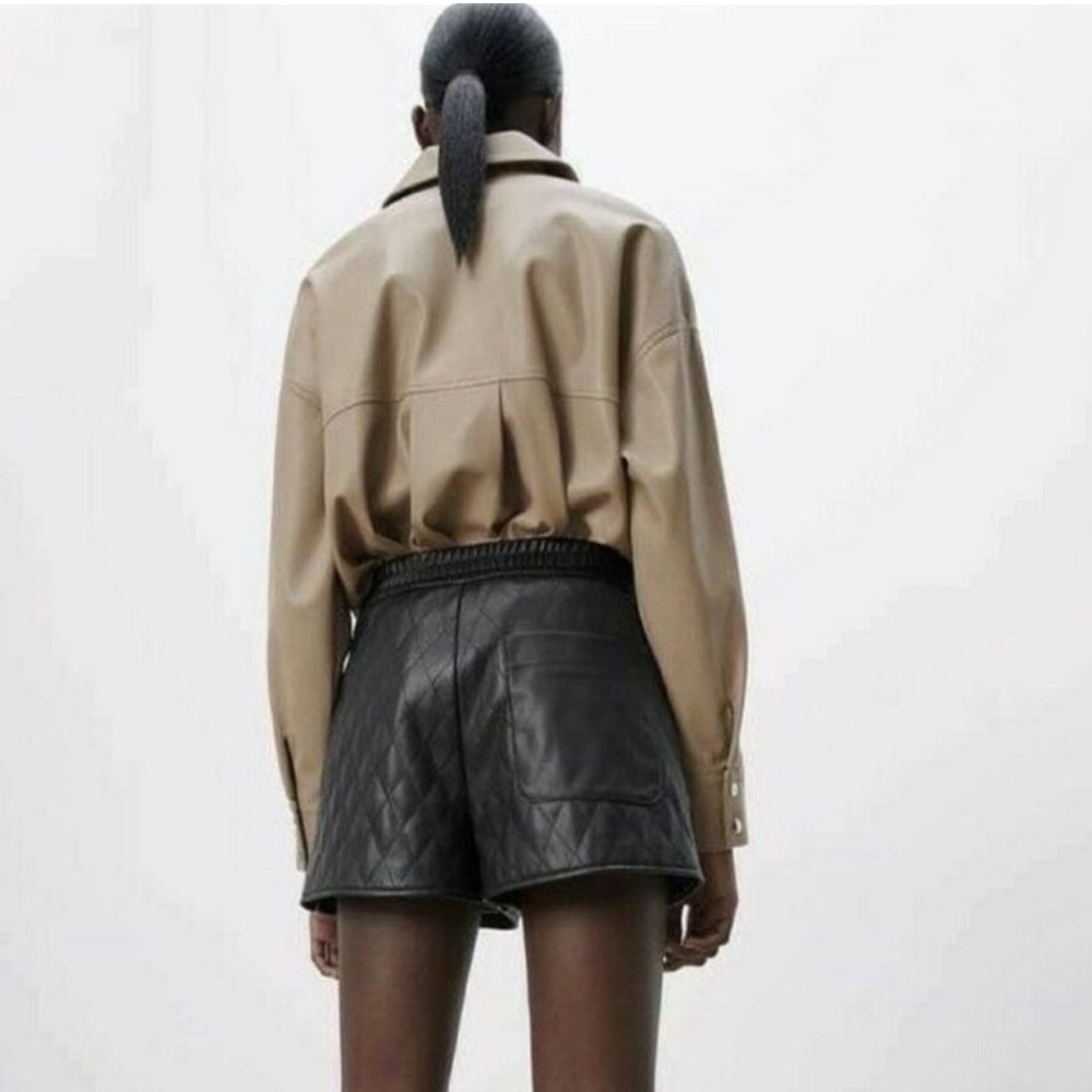 ZARA Faux Leather Quilted Shorts - Picture 5 of 15